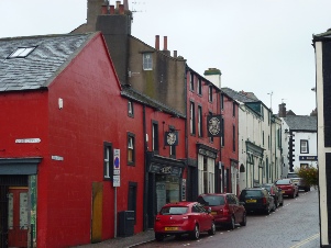 Brightly painted houses in Workington.