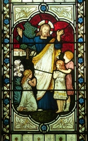 Stained glass window in Alston Church